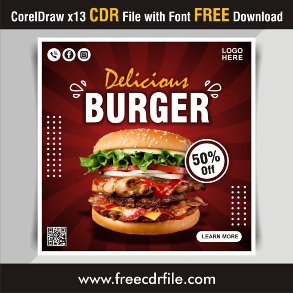 Delicious Burger Social Media Post Design