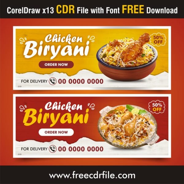 Chicken Biryani shop banner cdr file free download