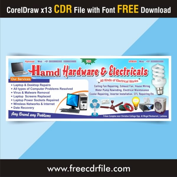 computer hardware shop banner and electronic shop banner design cdr file free download